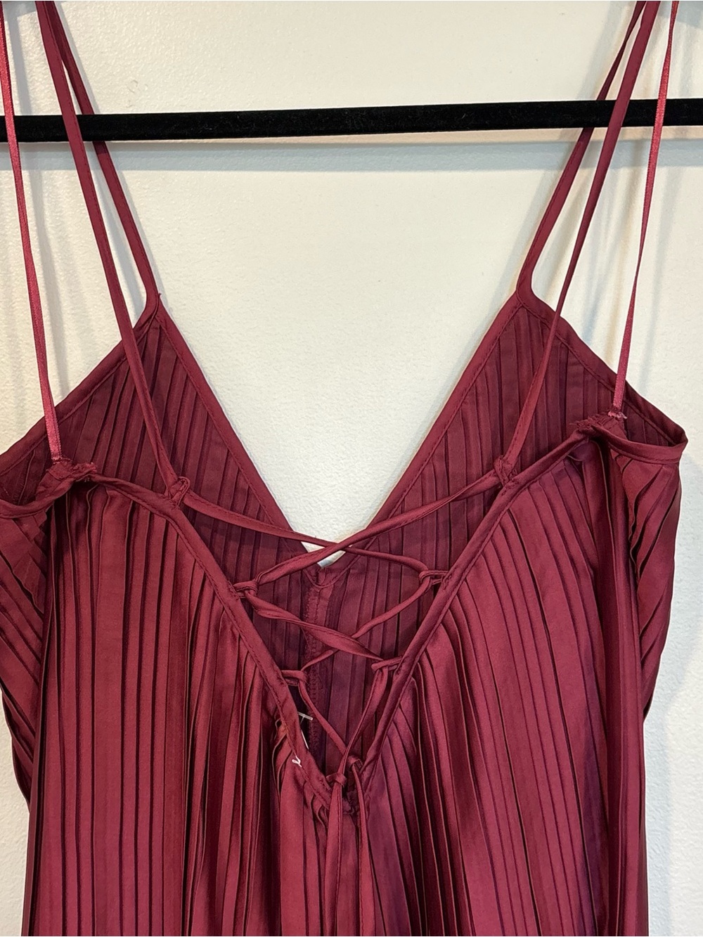 ANTHRPOLOGIE burgundy satin pleated jumpsuit - Picture 6 of 11